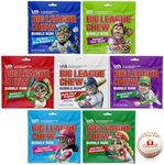 Big League Chew Bubble Gum Variety Pack - All 7 Big League Chew Flavors - 7 Individual 2.12oz Packets - Fun Baseball Snacks For Parties, Teams, and Kids - With WhataBundle! Foam Baseball