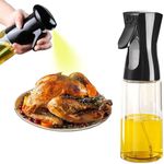 ROHGAO Oil Sprayer for Cooking -200ml Glass Olive Oil Sprayer, Cooking Sprayer, Kitchen Gadgets for Air Fryer, Canola Oil Spritzer, Widely Used for Salad Making, Baking, Frying, BBQ (Black)