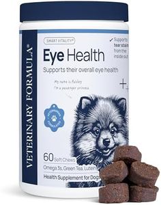 Veterinary Formula Eye Health Supplement for Dogs – Vet-Formulated Tear Stain Chews with Omega 3, Lutein & Cranberry – Smart Vitality Supports Eye Moisture, Stain Reduction & Immunity, 60 Soft Chews