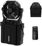 Wilody Portable Misting Fan 20000mAh Rechargeable Battery, 6L Bucket Outdoor Mist Fans Patios Cooling, Camping Fan with LED Light Modes & Stepless Speed Control, 4 Spray Mister, Timer Function(Black)
