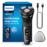 Philips Electric Shaver 3000 Series - Wet & Dry Electric Shaver for Men with SkinProtect Technology in Dark Moon, Pop-up Beard Trimmer, Cordless Shaver (Model S3145/00)