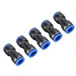 B K JAGAN & CO Pneumatic Fitting Jointer Push in Straight Union Connector for Air Water Tube (Pack of 5 Pcs) (6 x 8 mm)