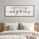 Paquesta Give It to God and Go to Sleep Sign Wall Decor Above Bed 40''×15'' Large Farmhouse Bedroom Decor Wood Guest Room Decor Framed Wall Art Rustic Master Bedroom Essentials Wall Decoration (Wood)