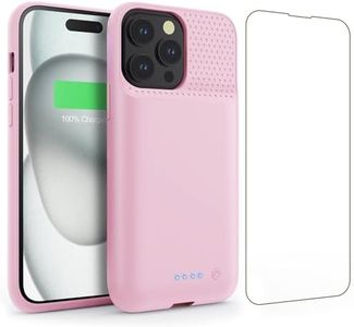Feob Funda Batería para iPhone 15 Pro,【15W Carga Rápida & Potente】 7500mAh Funda Cargador Portatil Carcasa Batería Recargable Ultra Capacidad Batería Externa para iPhone 15 Pro [6,1 Pulgadas] - Rosa