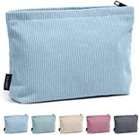 MAANGE Cosmetic Bags for Women Small Makeup Bag for Purse Corduroy Makeup Pouch Travel Makeup Bag with Metal Zipper Make Up Bag for Travelling(Blue)