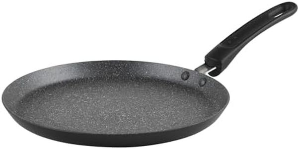 Russell Hobbs Metallic Marble Pancake Pan - 25cm Crepe Frying Pan, 9.8" Non-Stick Flat Skillet Griddle, Suitable for Induction Hobs, Soft Grip Handle, Durable Forged Aluminium, Easy Clean