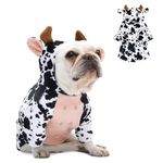 NACOCO Halloween Cow Dog Costume - Funny Cosplay Hoodie Cute Warm Holiday Pet Outfit French Bulldog Costume for Puppy Small and Medium Dog (Small)