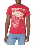 STAR WARS Men's Millennium Falcon Detailed Drawing T-Shirt, Red Heather, X-Large