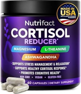 NutriFact Cortisol Supplements for Women & Men - Vegan, Non-GMO, Made in USA Cortisol Reducer, Manager with Magnesium Ashwagandha L Theanine, Vitamin B Complex for Sleep Support - 60 Capsules