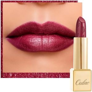 Oulac Metallic Shine Dark Red Lipstick for Women, High Impact Lipcolor with Moisturizing Creamy Formula, Vegan Beauty Full-Coverage Lip Color 4.3 g/0.15 oz (One Last Kiss (14))