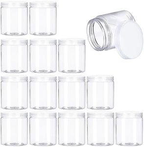 15 Pack 6oz Clear Plastic Jars Wide-mouth Storage Containers,Refillable Empty Containers for Dry Food,Dried Fruit,Seasoning and Honey Storage