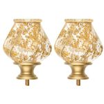 HOTOZON 2 Pack Bling Twisted Translucent Finials with Foils, Decorative Window Treatment Finials for 1 or 7/8 Inch Curtain Rods, Gold