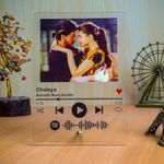 Wehatke Customized Spotify With Photo & Scannable Link With Musical Plaque With Stainless Steel Stand for Birthday Anniversary & Couples| Best Personalized Spotify Photo Frame for Gift