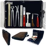 Royalian Horse "8Pcs" Farrier Hoof Trim Tool Kit With Leather Carry Bag Professional Horses Hoof Trimming Metal Tools Rust Free