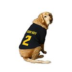 Ruse Basic Crew Neck Good Boy Jersey No.2 Printed Half Sleeves Dog T-Shirt/Apparel/Clothes/Tees Gift for Dogs.(Black) XX-Large (Saint Bernard, Great Dane etc.)