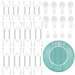 HASTHIP® 12Pcs Invisible Wall Plate Hangers, Stainless Steel Dish Display Plate Metal Hangers, Spring Hook Holder with 12 Pieces Wall Hooks for Decorative Plates and Art (Silver, 6/8/10 Inch)