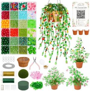 TIMLEIVL 4-Pack Beaded Plant Kit DIY Flower Window Suncatcher Craft Set