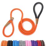 lynxking Slip Lead Dog Leash 6 FT x 1/2 inches Strong Heavy Duty Dog Rope Leash Braided Comfortable Handle for Small Medium Large Dogs (Orange, Slip Lead-Large 1/2in x 6ft)