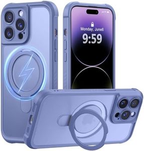 MOCCA Design for iPhone 14 Pro Case with Magnetic Invisible Stand [Full Camera Protection] [Compatible with Magsafe] Military Drop Shockproof Translucent Matte Phone Case Cover 6.1",Lavender Grey