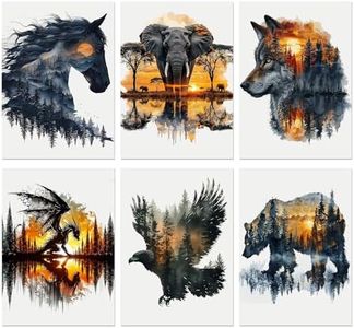 igoodom 6 Pack Animal Paint by Numbers Kit for Adults, DIY Painting | Paint by Numbers Kit for Adults - Perfect for Home Art, Relaxing Painting Time, And Creative DIY Gift Projects 9.8x13.8inch
