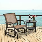 CASART Outdoor Glider Chair, Garden Swing Chair with Sturdy Steel Frame, Single Seat Glider Rocking Chair for Patio, Backyard and Poolside (Brown)