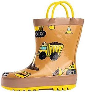 NORTY Waterproof Rubber Rain Boots for Kids - Boys and Girls Solid & Printed Rainboots for Toddlers and Kids Brown Size: 6 Toddler