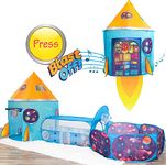 W&O Rocket Ship Play Tent with Tunnel, Ball Pit and Blast Off Button - Inspire Creative Play for Kids Aged 1-3 - Perfect for Indoor & Outdoor Adventures