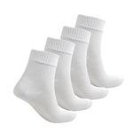 OVE SOX Lycra Bamboo Diabetic Socks for Women & Men (Unisex), Seamless Non-Binding Crew Socks, Breathable Ergonomic Flexible Socks for Everyday & Leisure, White, Size 2½-5, 4-Pack