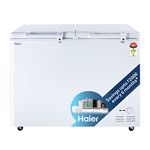 Haier HFC-350DM5-5 star rating double door hard top model, Convertible with Inside metal liner, White (324 Lt)