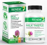 Renew Actives Milk Thistle Capsules - 175mg Organic Seed Extract for Liver Health - Concentrated Silymarin Formula - 120 Veggie Capsules