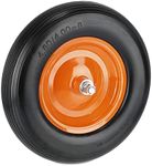 Relaxdays Wheelbarrow Wheel 4.80 4.00-8, Solid Rubber, Steel Rim, Axle, Spare Wheelbarrow, Puncture-Proof, Black/Orange