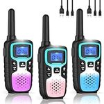 Wishouse Walkie Talkies for Kids Adults Long Range Rechargeable,Birthday Gift for 4-12 Year Old Girls Boys,Camping Gear Toys with Flashlight,SOS Siren,NOAA Weather Alert,VOX,22 Channels,Easy to Use