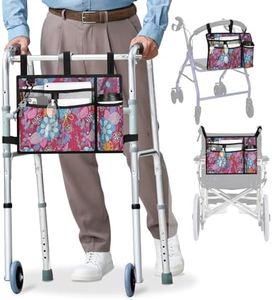 supregear Accessories Bag for Walker, Wheelchair, Rollator for Seniors, w/Cup Holder-Folding Walker Basket Large Capacity Waterproof Walker Caddy Pouch (Purple Floral)