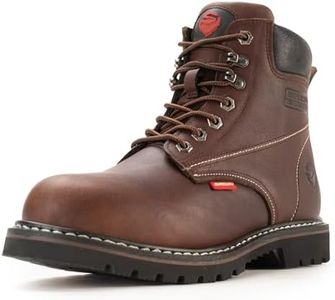 SUREWAY 6” Mens Heavy Duty Soft Toe Work Boots for Men,Goodyear Welt,Extremely Comfortable Durable Proved,Superior Oil/Slip Resistant,Thicker Full Grain Leather,Wedge Sole,Moc Toe Work Boots/Shoes for Men,EH Safety Industrial Construction Boots, Soft Toe Dk Brown, 11