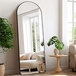 CIVENO Arched Full Length Mirror, 64"x21" Black Metal Frame Full Body Mirror, Round Corner Floor Mirror, Hanging or Leaning Against Wall for Bedroom, Living Room, Dressing Room