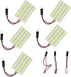 Everbrightt 5-Pack White 5050 24SMD Led Panel Dome Light Lamp Auto Car Reading Interior Lamp DC 12V with T10 / BA9S / Festoon Adapters