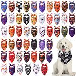 Xuniea 50 Pack Halloween Dog Bandanas Large Dog Bib Dog Scarf Pet Bandana Dog Handkerchief for Large Dogs Accessories Medium Small Puppy Dog Outfit Halloween Festival Birthday Party Supply(Null)