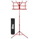 Mad About MA-MS03 Folding Music Stand - Easy Folding Portable Sheet Music Holder with Carry Bag, Red