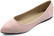 Ollio Women's Ballet Comfort Light Faux Suede Multi Color Shoe Flat, Soft Peach, 11