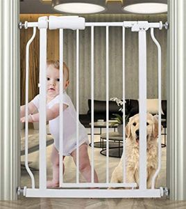 HOOEN Small Narrow Baby Gate for Stairs Doorways Hallways 24 Inch to 29 Inch Wide Pressure Mounted Baby Gate Walk Through Child Gates for Kids or Pets Indoor Safety Gates