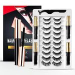 Magnetic Eyelashes, Magnetic Eyelashes Natural Look, 10 Pairs Reusable Eye Lashes 4 Tubes of Eyeliner with Tweezer