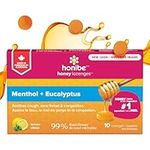 Honibe 100% Pure Honey Lozenges | Made in Canada | Soothes Sore Throat | With Menthol & Eucalyptus | 1 pack (10 lozenges) | Natural Lemon