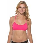 JOLYN Grayson Women's Swimsuit Tie-Back Athletic Bikini Top, Hot Pink, XXL