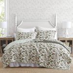 Laura Ashley - King Quilt Set, Reversible Cotton Bedding with Matching Shams, Floral Bedroom Decor for All Seasons (Bramble Floral Green, King)