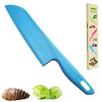 Professional Lettuce Knife, 11" Plastic Serrated Salad Knife for Veggies, Fruit, Bread, Cake, Salad, Chef Knife for Cooking and Cutting - Safe & Durable Nylon Knife for Nonstick Pans, Blue