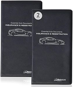 Andalus Auto Registration & Insurance Card Holder Pack of 2, Waterproof Essential Car Registration Holder with Hook & Velcro Closure, Perfect for Every Vehicles Glove Boxes (Black - 9.5" x 5.15")