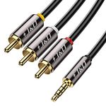 J&D 3.5mm to RCA AV Cable, Gold Plated Copper Shell Heavy Duty 3.5mm 1/8 inch Male TRRS to 3 RCA Male Plug Stereo Audio Video AUX Cable for Tablet, Speaker, Home Theater, 1.8 Meter