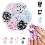 MAYCREATE� 70Pcs 3D Nail Decals Flatback Nail Decal Charms Sanrio Nail Decal Charms 7 Designs Kuromi and Kitty Themed Resin Cartoon Nail Decals Charms for DIY Nail Art, DIY Handcrafts, Decorations