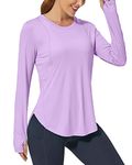 Promover Women's Long Sleeve Workout Shirts UPF 50+ Sun Shirts Lightweight Quick Dry Outdoor Hiking Tops Purple