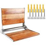 Amarine-made Teak Wall Mounted Folding Shower Seat or Bench - 4018S (19" x 15",Teakwood with Stainless Steel Frame)